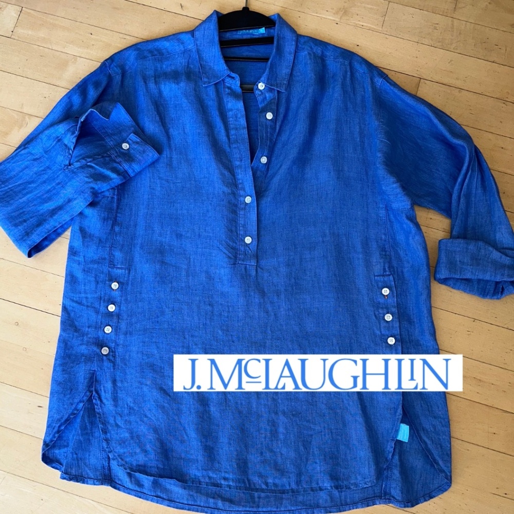 MCLAUGHLIN Fallon Linen tunic shirt, XS, L1039